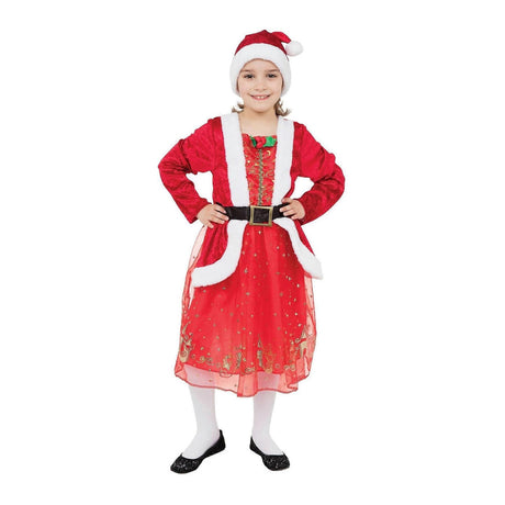 CLICKK Home Store CC687 Child Santa Girl Festive Costume Medium upto 128cm