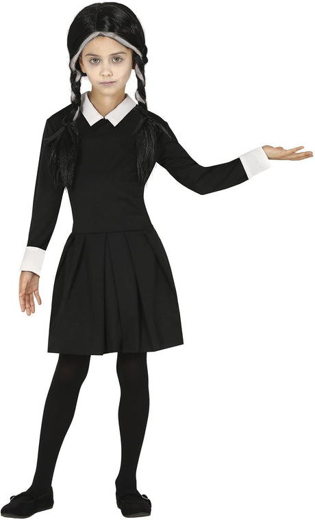 Kids Fancy Dress 83500 Child Spooky Girl Wednesday Addams Costume - 5-6 Years