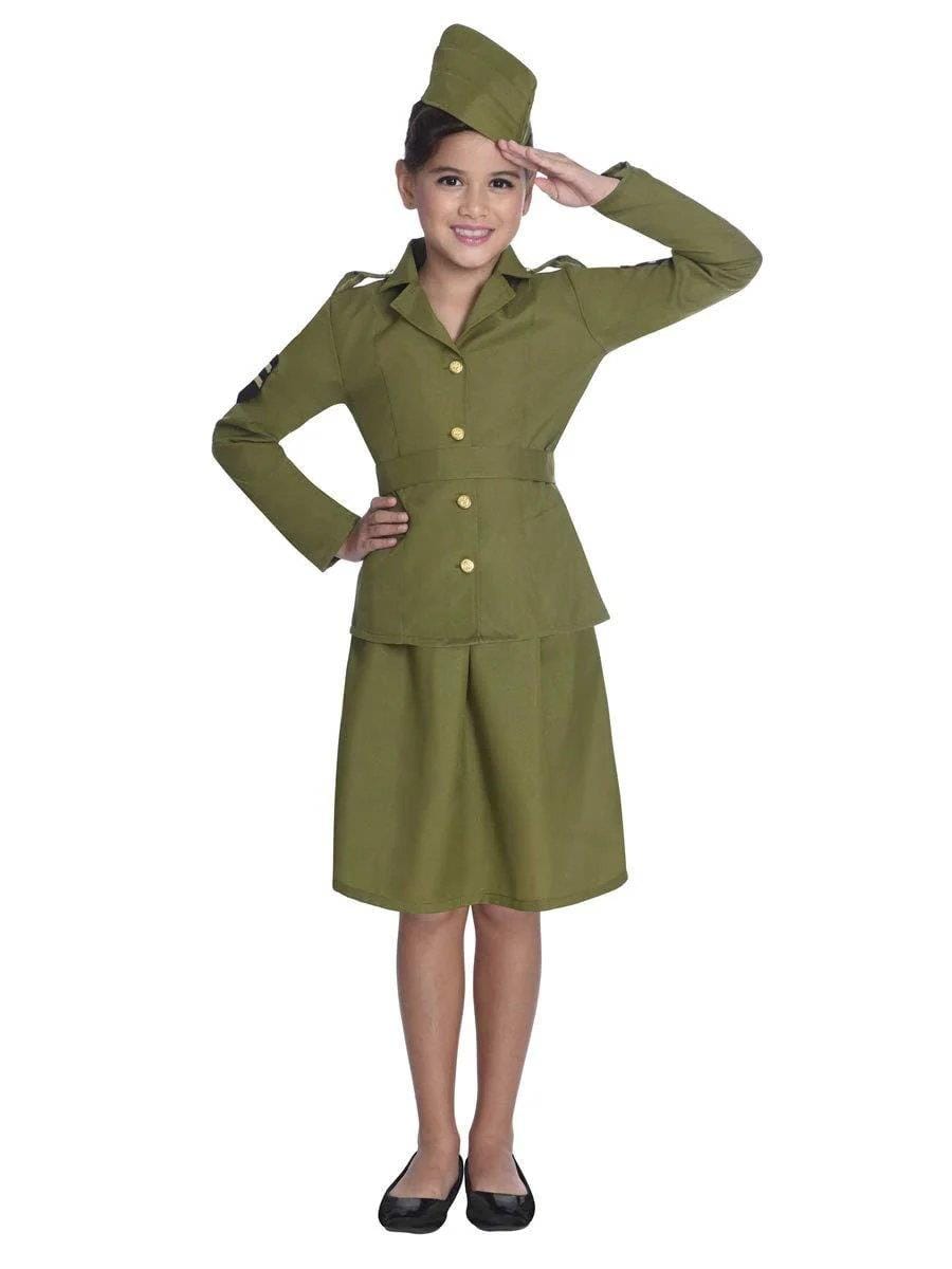 Fancy Dress Child World War 2 Army Girl Costume