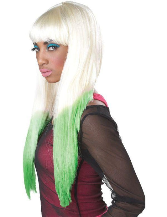 Womens Fancy Dress 70067 Colour Dipped Nicki Minaj Style Blonde/Green Wig