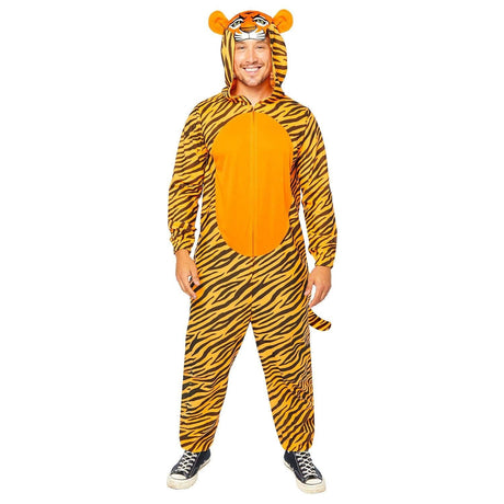 Mens Fancy Dress 9908779 Adults Tiger Onesie with tail and ears - XXL