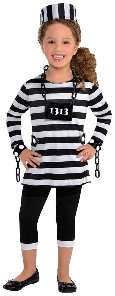 Kids Fancy Dress 846538-55 Child Little Prisoner Outfit Convict Fancy Dress Costume - 12-14 Years