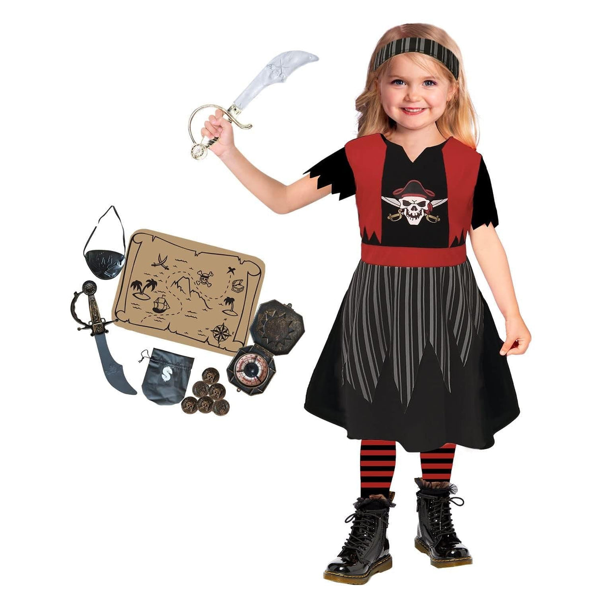 CLICKK Home Store 9911447 Child Pirate Girl Costume Full Set - 6-8 Years