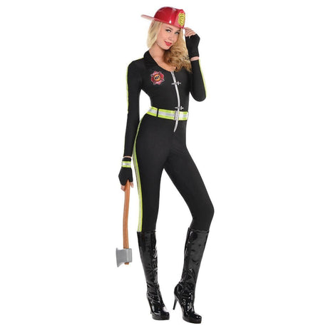 CLICKK Home Store #844561-55 Woman's Fired Up Firefighter Black Fancy Dress - L