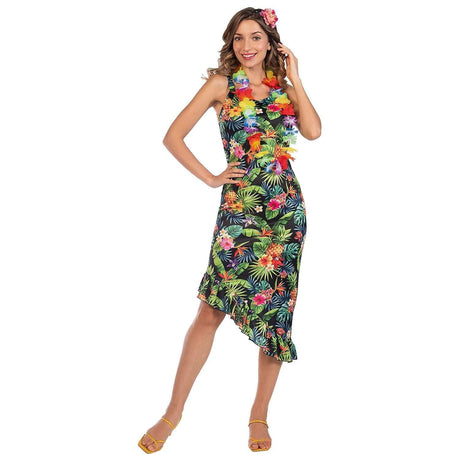 Womens Fancy Dress 9908712 Women's Hawaii Style Black Floral Dress - Size 10-12