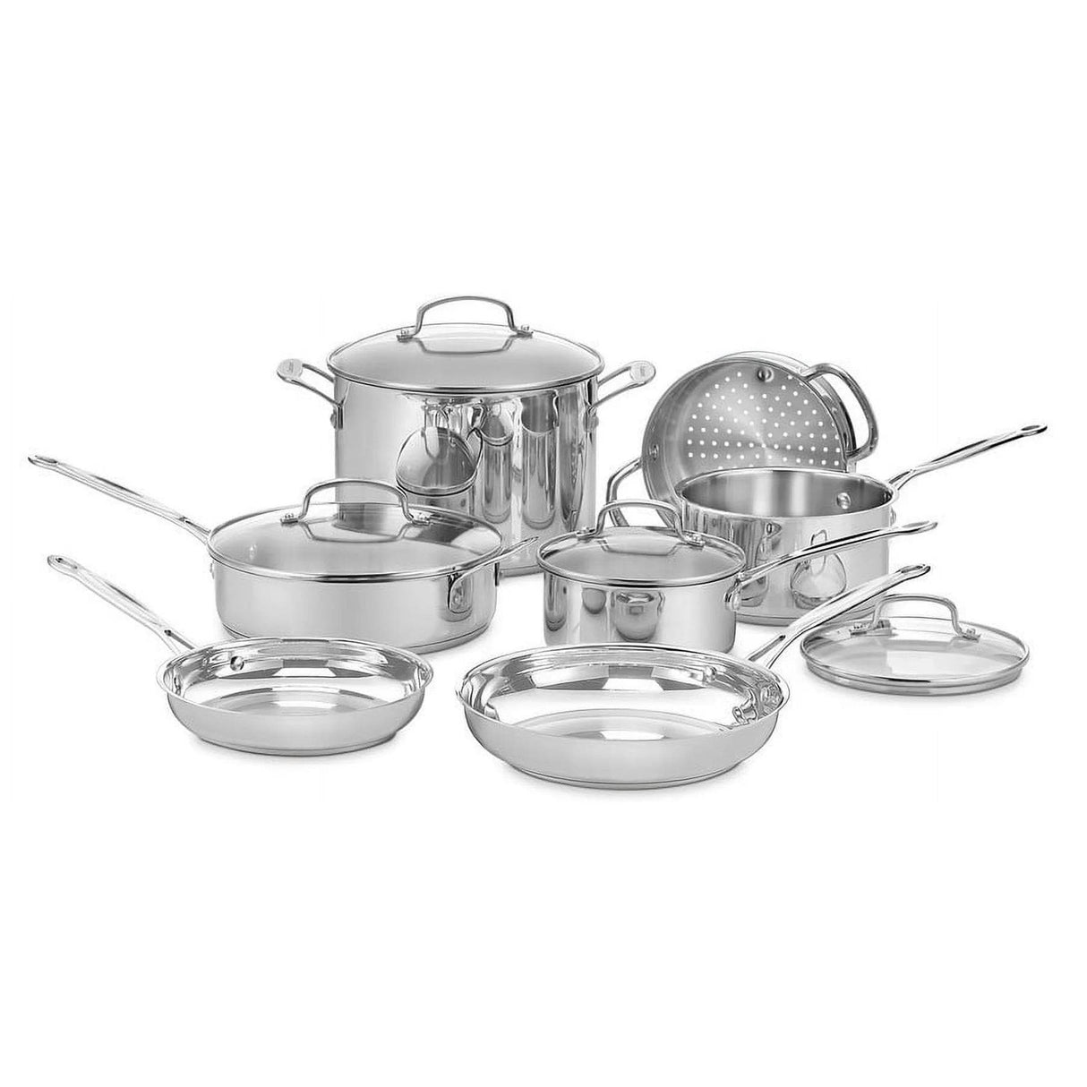 CLICKK Home Store 77-11G Cuisinart Chef's Classic 11 Piece Stainless Steel Durable Aluminium Cookware Set