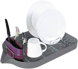 CALITEK Dish Rack with Removable Drip Tray and Cutlery Holder Grey