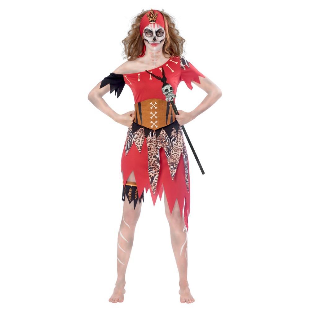 Adult Ladies Witch Doctor Costume Medium 10-12 with Dress and Belt Multi