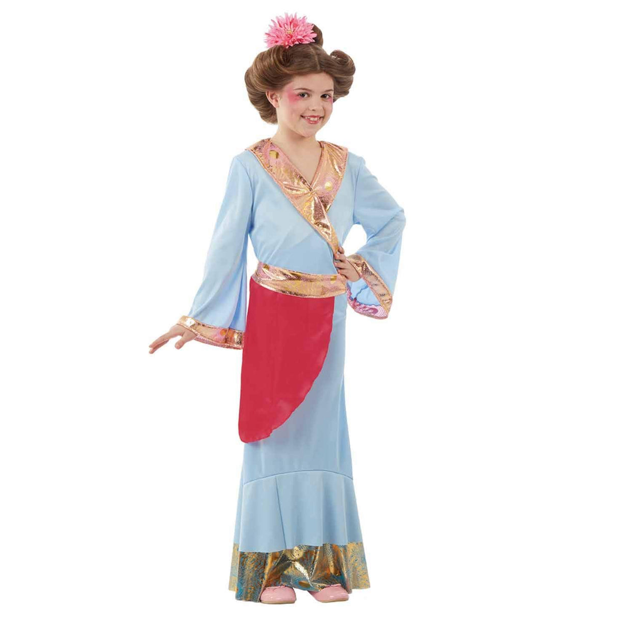 Girls Blue Oriental Princess Fancy Dress Costume - 6-8 years