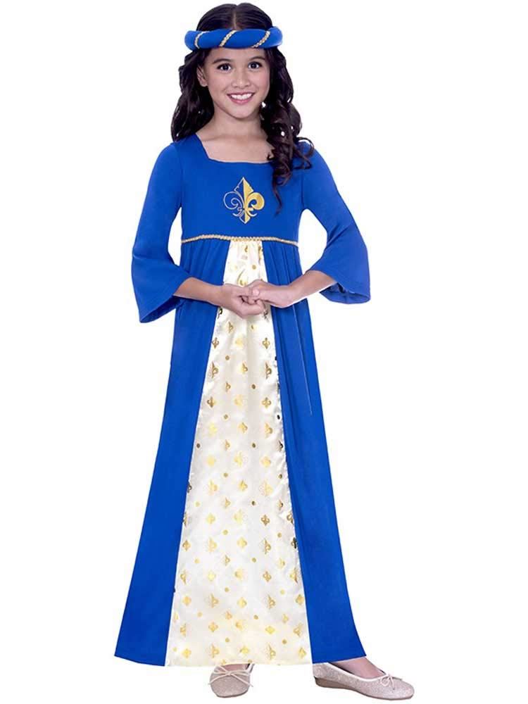 Child Blue Tudor Princess Costume- 6-8 Years