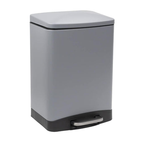 CALITEK 12 Litre Pedal Waste Bin Soft Close Lid and Removable Inner Bucket Hands Free Odour Proof Matt Finish Grey