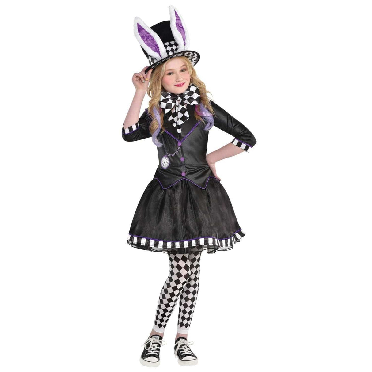 Girls Fancy Dress 9907339 Girls Alice in Wonderland Dark Mad Hatter Costume - 4-6 Years