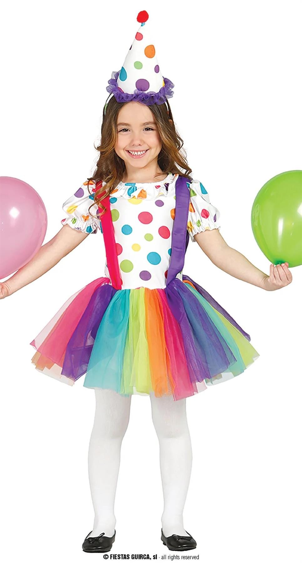 Fancy Dress 85585 Girls Big Top Colourful Clown Costume