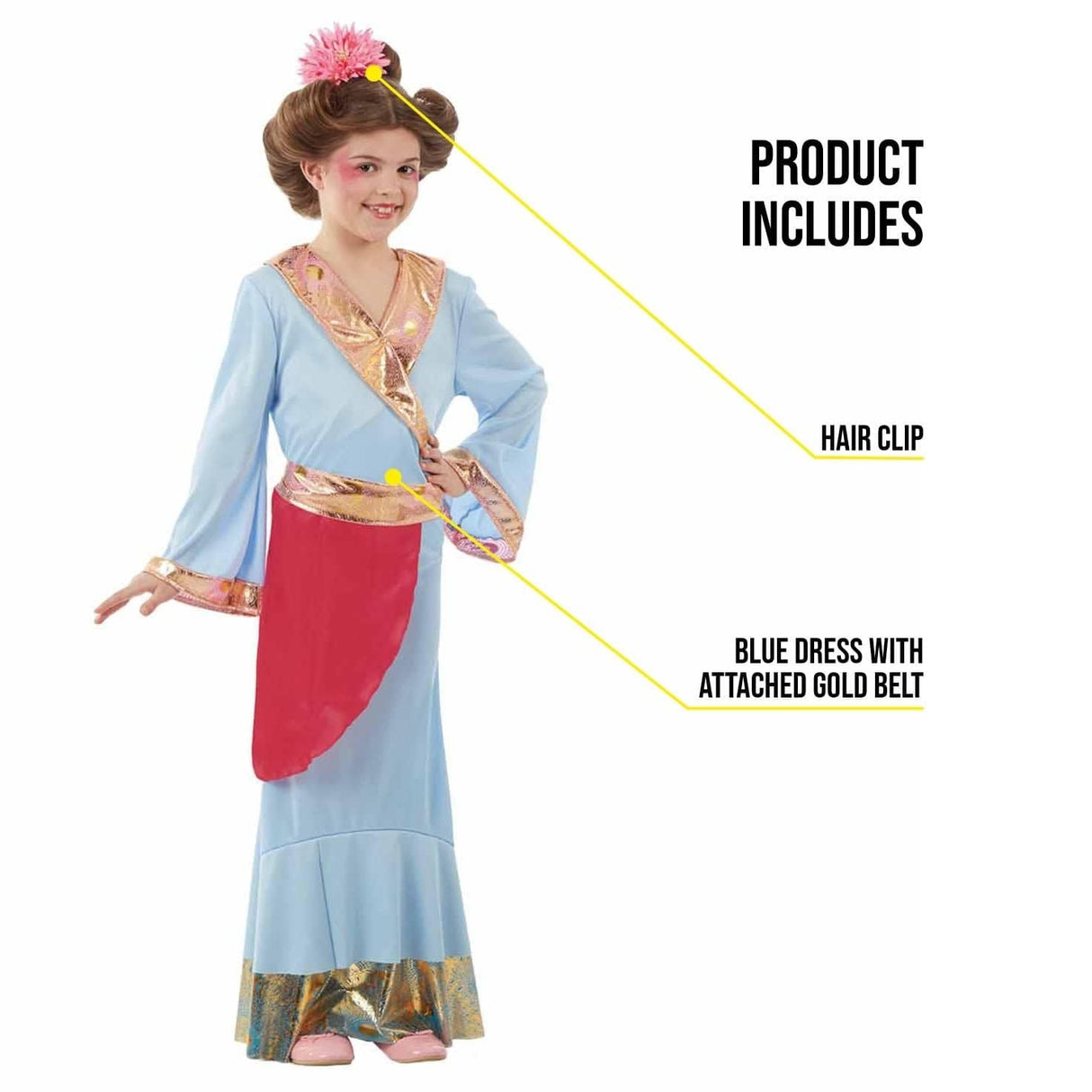 Girls Fancy Dress 4457L Girls Blue Oriental Princess Costume - 8 - 10 Years