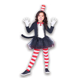 Girls Fancy Dress 9904200 Girls Cat in The Hat Dress Costume Set - 8-10 Years