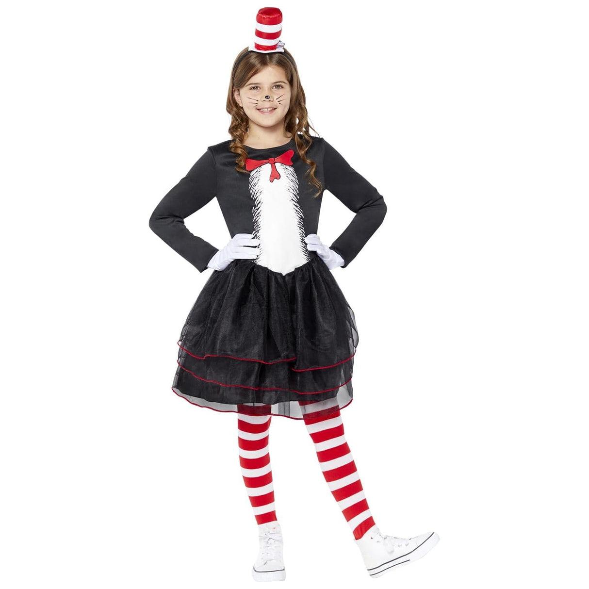 Girls Fancy Dress 9904200 Girls Cat in The Hat Dress Costume Set - 8-10 Years