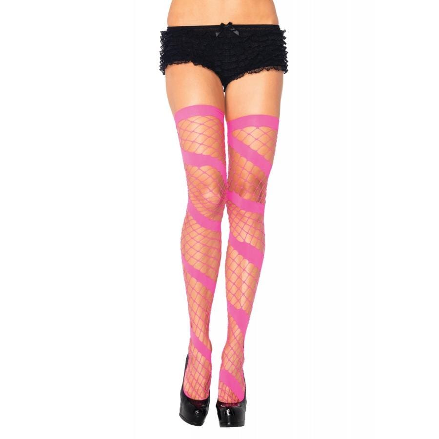 Fancy Dress UA6325NP Leg Avenue Neon Diamond Net Thigh High Tights