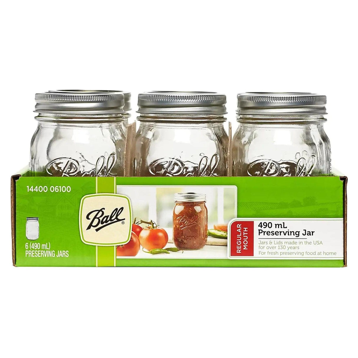 Ball 1440006100 Ball Mason Jars Regular Mouth - 490ml 6 Pack