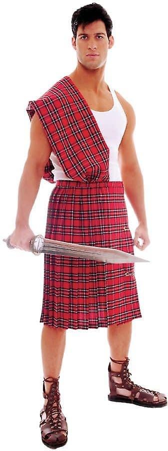 Mens Fancy Dress U28061 Men's Scottish Kilt Warrior Braveheart Costume - One Size