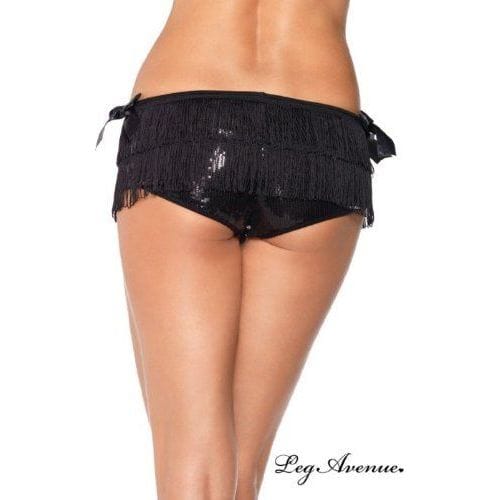 Womens Fancy Dress 292101001 Leg Avenue Black sequin panties with fringes and bows