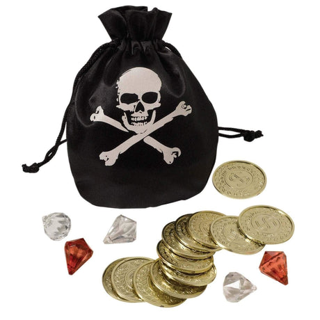 Fancy Dress 840852-55 Pirate Pouch with Plastic Gold Coins & Gems