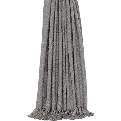 CLICKK Home Store ABC-0029 Riva Paoletti Auriella Loose Weaved Fringed Throw - Light Grey