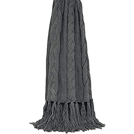 CLICKK Home Store ABC-0183 Riva Paoletti Santana Heavyweight Cable Knit Throw - Graphite Grey