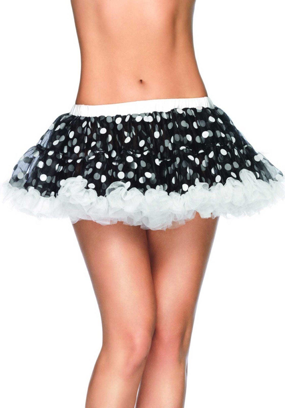 Womens Fancy Dress 301160 Leg Avenue Chiffon Mini Petticoat With Flocked Polka Dots