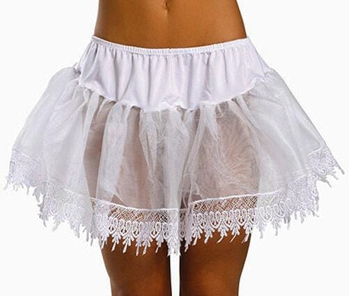 Womens Fancy Dress 8999S22001 Leg Avenue Lace Teardrop Petticoat Skirt - White