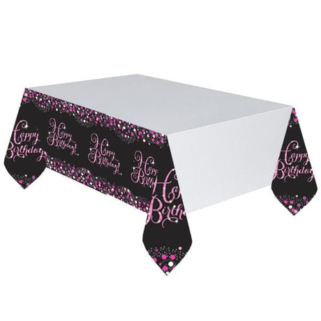 Fancy Dress 9900572 Sparkling Pink Celebration Happy Birthday Tablecover