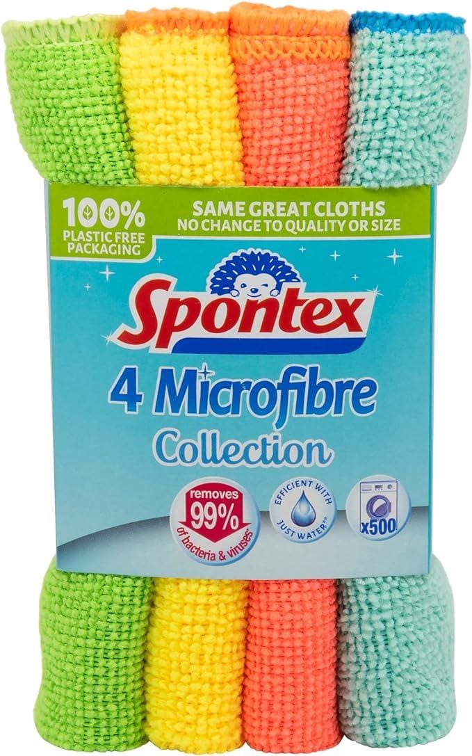 CLICKK Home Store 12230011 Spontex Microfibre Cloths Multi Pack 4 Packs of 4