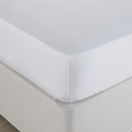 CLICKK Home Store ABC-0016 The Linen Yard 250 Thread Count Fitted Sheet - White - Super King