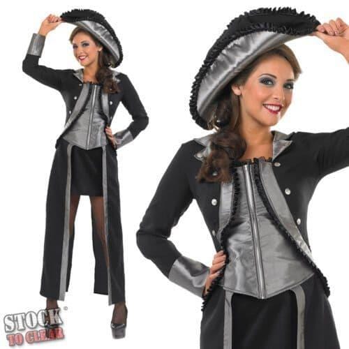 Womens Fancy Dress 3350-200S Women's Black Captains Mate Fancy Dress Costume With Hat