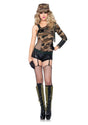 CLICKK Home Store 8518602247 Women's Camo Doll Costume Includes Romper, Belt and Hat-L