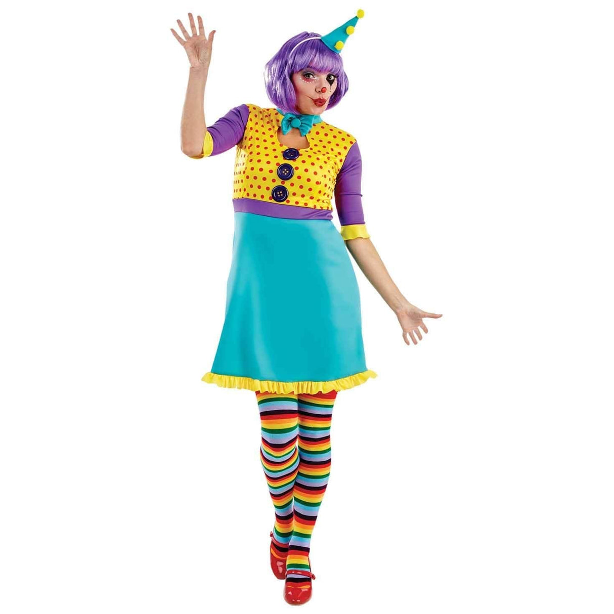 Womens Fancy Dress 4336M Women's Colourful Clown Fancy Dress Costume - M