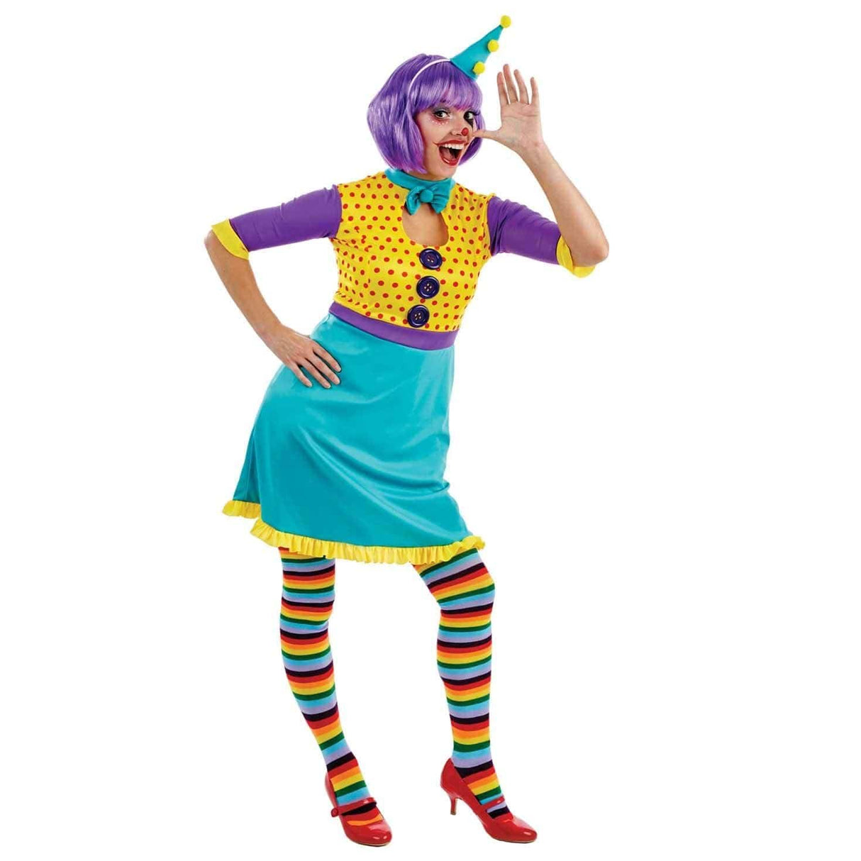 Womens Fancy Dress 4336M Women's Colourful Clown Fancy Dress Costume - M