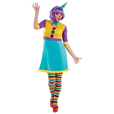 Womens Fancy Dress 4009-400L Women's Colourful Clown Fancy Dress Costume - S