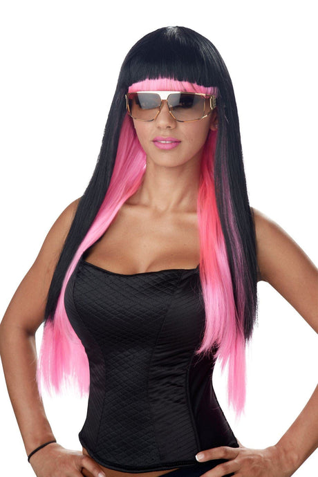 CLICKK Home Store 70734 Women's Diva Glam Wig - Black & Pink