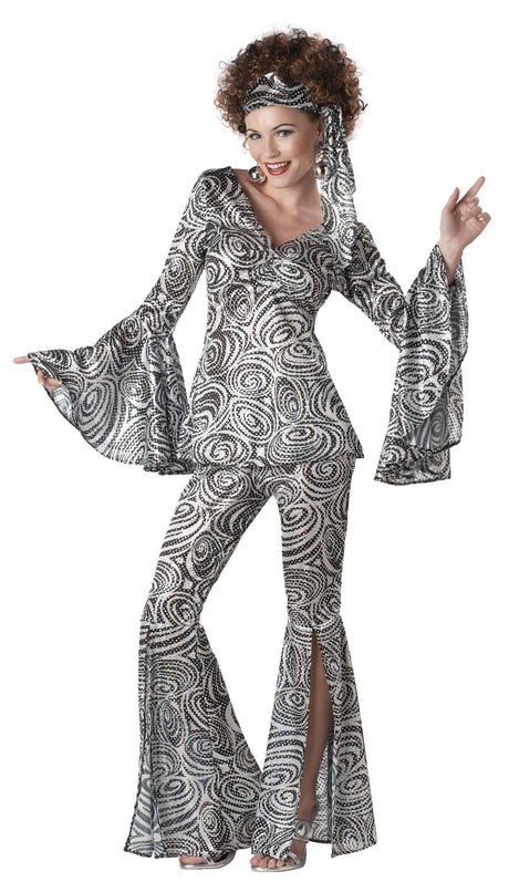 Womens Fancy Dress 01113M Women's Foxy Lady Disco Diva Retro Hippie Costume - M