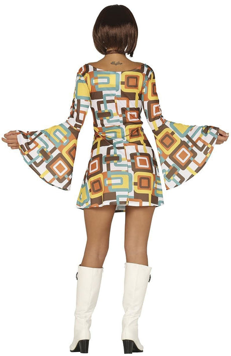 Womens Fancy Dress 88628 Women's Groovy 70's Hippie Chic Dress - M