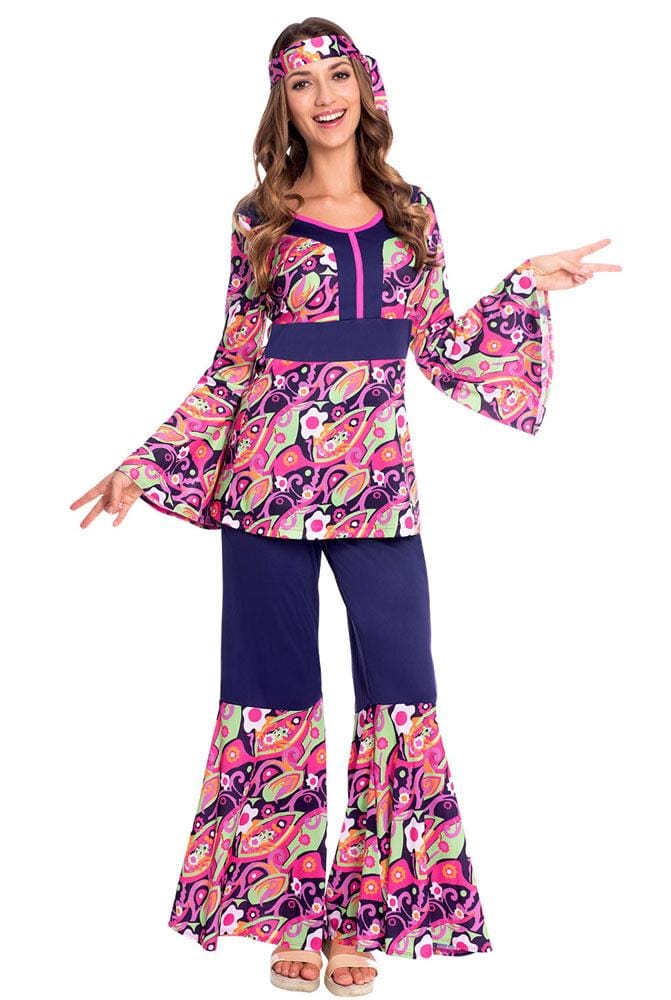 Womens Fancy Dress 9906999 Women's Hippy Chick 60s Costume - UK 8-10