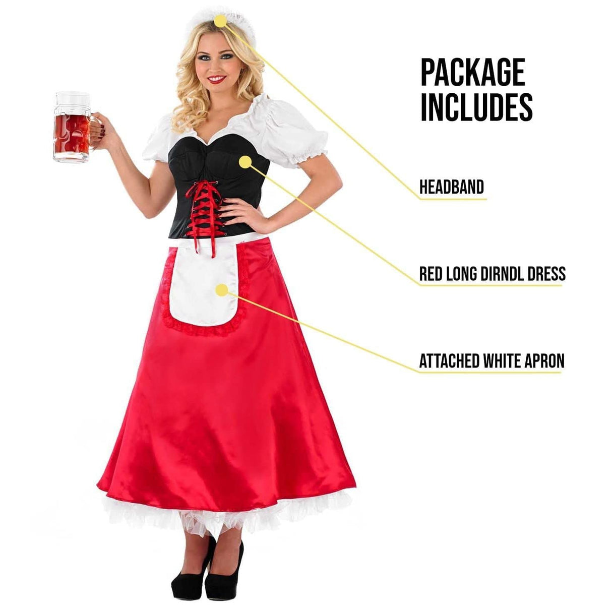 Womens Fancy Dress 3673-200S Women's Oktoberfest Red Bavarian Fancy Dress Costume