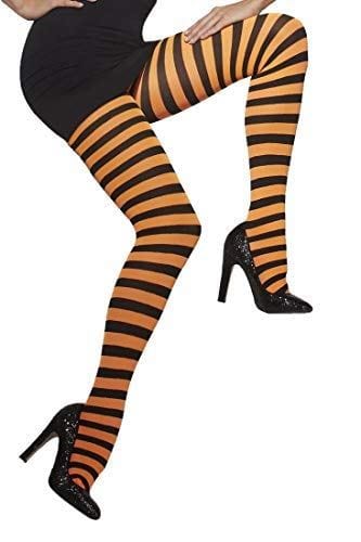 Womens Fancy Dress 17d305 Women's Opaque Striped Tights - Orange/Black