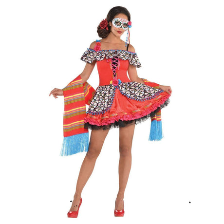 Womens Fancy Dress 848790-55 Women's Sugar Skull Dia De Los Muertos Costume - s