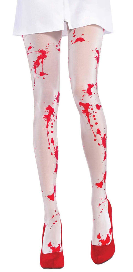 Womens Fancy Dress 845196-55 Women's White Bloody Tights Zombie Halloween