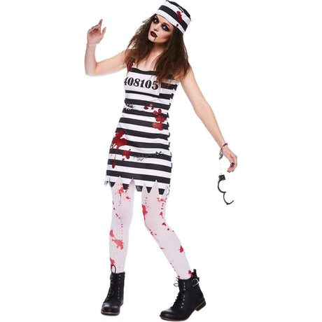 Womens Fancy Dress 9902668 Women's Zombie Prisoner Halloween Costume - S